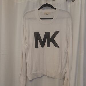 Michael Kors Cream Crewneck Sweater with Black MK Logo